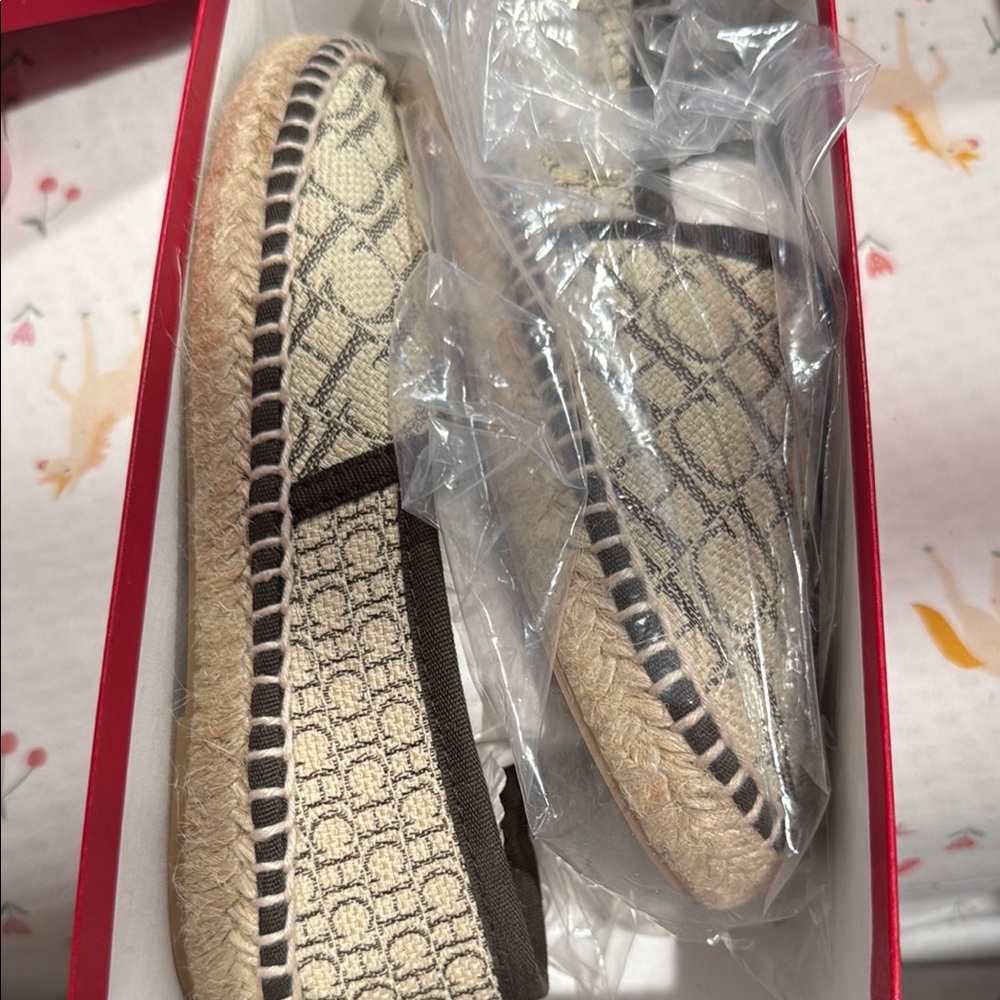 Carolina Herrera Black and Cream Espadrilles with Woven Detail